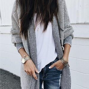 Long Sleeve Open Front Cardigan Grey Sweater